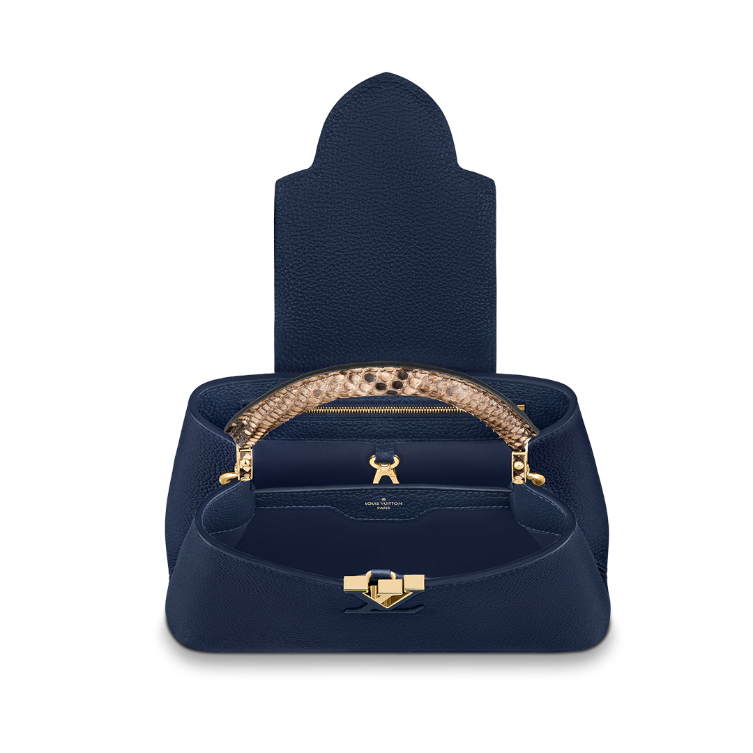 Louis Vuitton CAPUCINES BB Taurillon Leather Bag N80071 Navy Blue